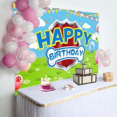 Balloons Dog Paw Birthday Backdrop For Boy Or Girls