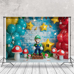 Balloons Mushroom Mario Games Cake Smash Backdrop