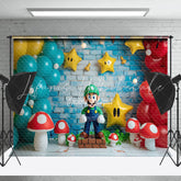 Balloons Mushroom Mario Games Cake Smash Backdrop