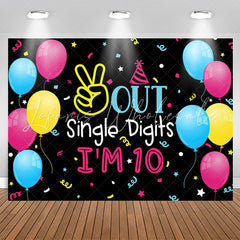 Lofaris Balloons Out Single Digits 10th Birthday Backdrop