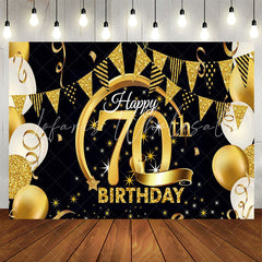 Lofaris Balloons Stars Glitter Black 70th Birthday Backdrop