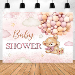 Lofaris Balloons Teddy Bear Pink Glitter Baby Shower Backdrop