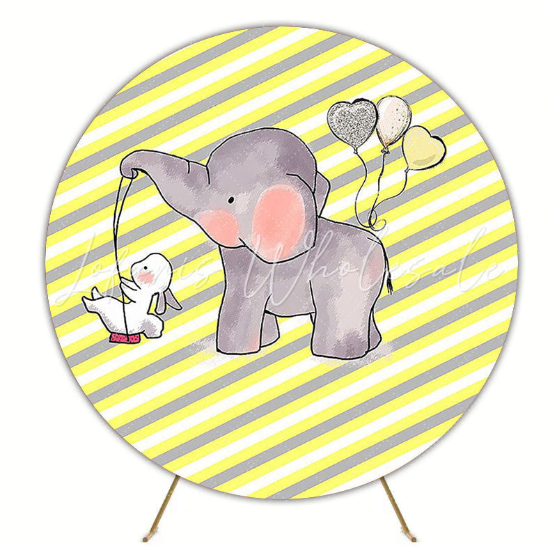 Baptism Baby Elephant Round Backdrop for Special Ceremony