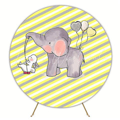 Baptism Baby Elephant Round Backdrop for Special Ceremony