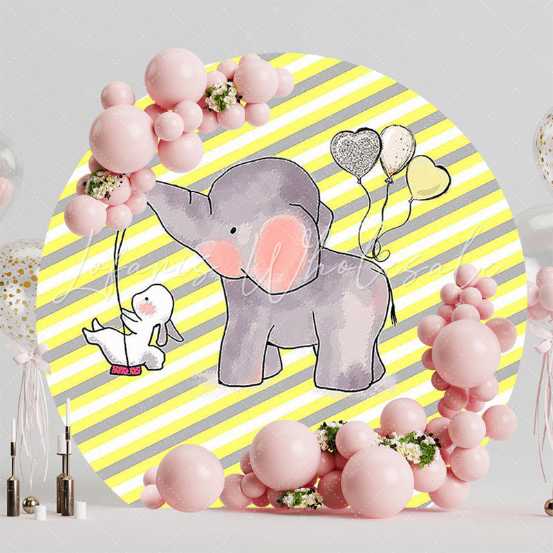 Baptism Baby Elephant Round Backdrop for Special Ceremony
