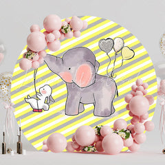 Baptism Baby Elephant Round Backdrop for Special Ceremony