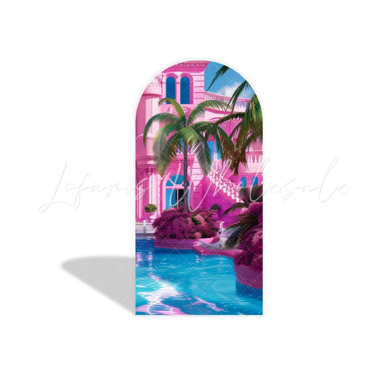 Barbie House arch Birthday Party Arch Backdrop Wall Cloth Cover