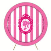 Barbie Magical Mirror Pink Stripe Round Birthday Backdrop For Girls