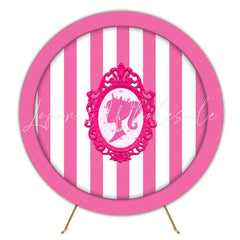 Barbie Magical Mirror Pink Stripe Round Birthday Backdrop For Girls