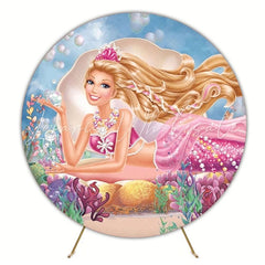 Barbie Mermaid Round Backdrop For Dreamy Underwater-Themed Party