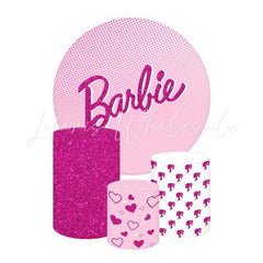 Barbie Themed Round Backdrop and Cylinder Cover Kit for Parties