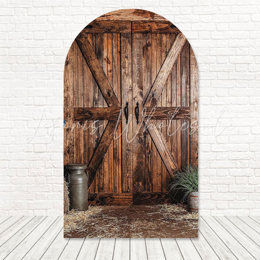 Barn Door Rustic Wood Style Arch Backdrop For Country Party