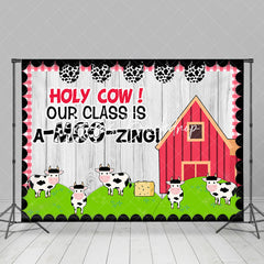 Lofaris Barn Holy Cow Our Class Is A Moo Zing Wood Backdrop