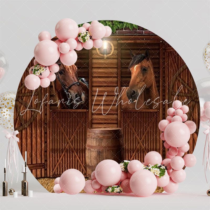 Barn Horse Country Round Backdrop For Western Party Theme