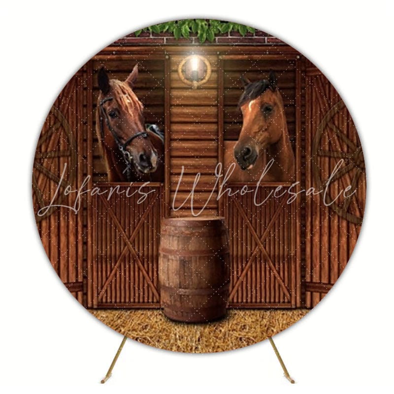 Barn Horse Country Round Backdrop For Western Party Theme