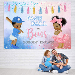 Lofaris Baseball Or Bows Nobody Knows Baby Shower Backdrop