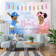 Lofaris Baseball Or Bows Nobody Knows Baby Shower Backdrop