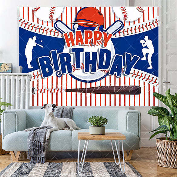 Lofaris Baseball Teens Happy Birthday Backdrop for Boys