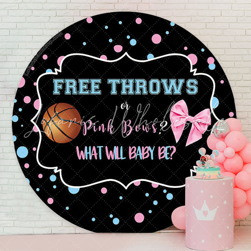 Lofaris Basketball Or Pink Bow Round Gender Reveal Backdrop