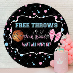 Lofaris Basketball Or Pink Bow Round Gender Reveal Backdrop