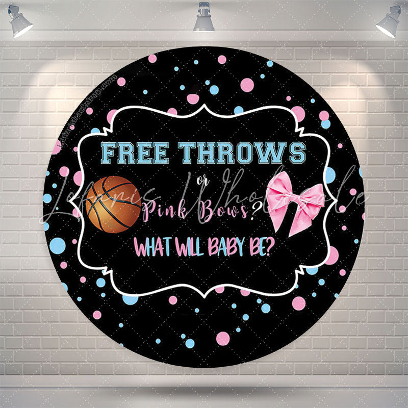 Lofaris Basketball Or Pink Bow Round Gender Reveal Backdrop