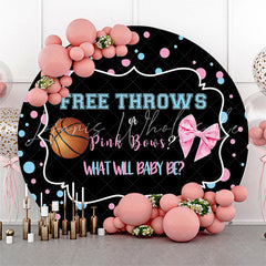 Lofaris Basketball Or Pink Bow Round Gender Reveal Backdrop