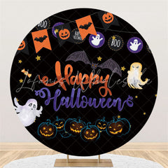 Lofaris Bat Pumpkin And Ghost Happy Halloween Circle Backdrop