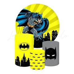 Batman Themed Round Backdrop and Cylinder Kit for Birthdays