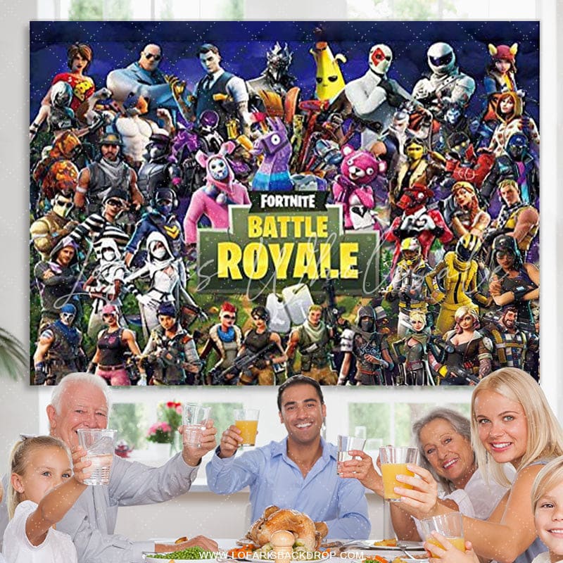 Lofaris Battle Royale Cartoon Character Birthday Party Backdrop