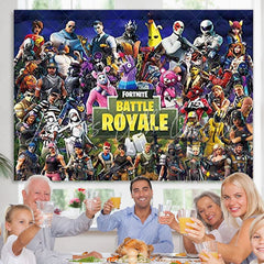 Lofaris Battle Royale Cartoon Character Birthday Party Backdrop