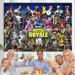 Lofaris Battle Royale Cartoon Character Birthday Party Backdrop