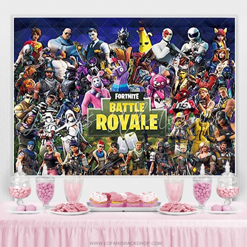 Lofaris Battle Royale Cartoon Character Birthday Party Backdrop