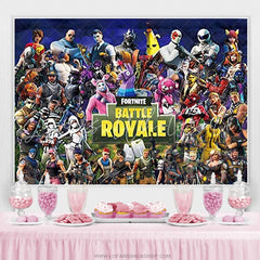 Lofaris Battle Royale Cartoon Character Birthday Party Backdrop