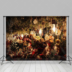 Lofaris Bauble Santa Doll Store Light Christmas Backdrop
