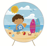 Beach Boy Round Backdrop for Summer Fun Party