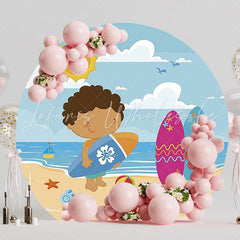 Beach Boy Round Backdrop for Summer Fun Party