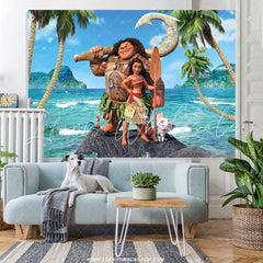 Lofaris Beach Theme Cartoon Girl Birthday Party Backdrop Decor Banner