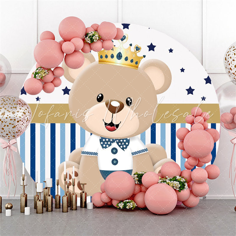 Lofaris Bear Five-Pointed Star Baby Shower Circle Backdrop