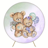 Bear Gender Reveal Round Backdrop For Baby Shower Celebration