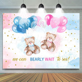 Lofaris Bearly Wait Pink Blue Balloon Gender Reveal Backdrop