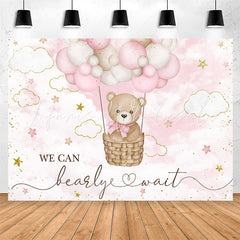 Lofaris Bearly Wait Teddy Bear Pink Cloud Baby Shower Backdrop