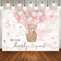 Lofaris Bearly Wait Teddy Bear Pink Cloud Baby Shower Backdrop