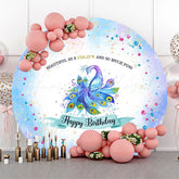 Lofaris Beautiful As Peacock Watercolor Round Birthday Backdrop