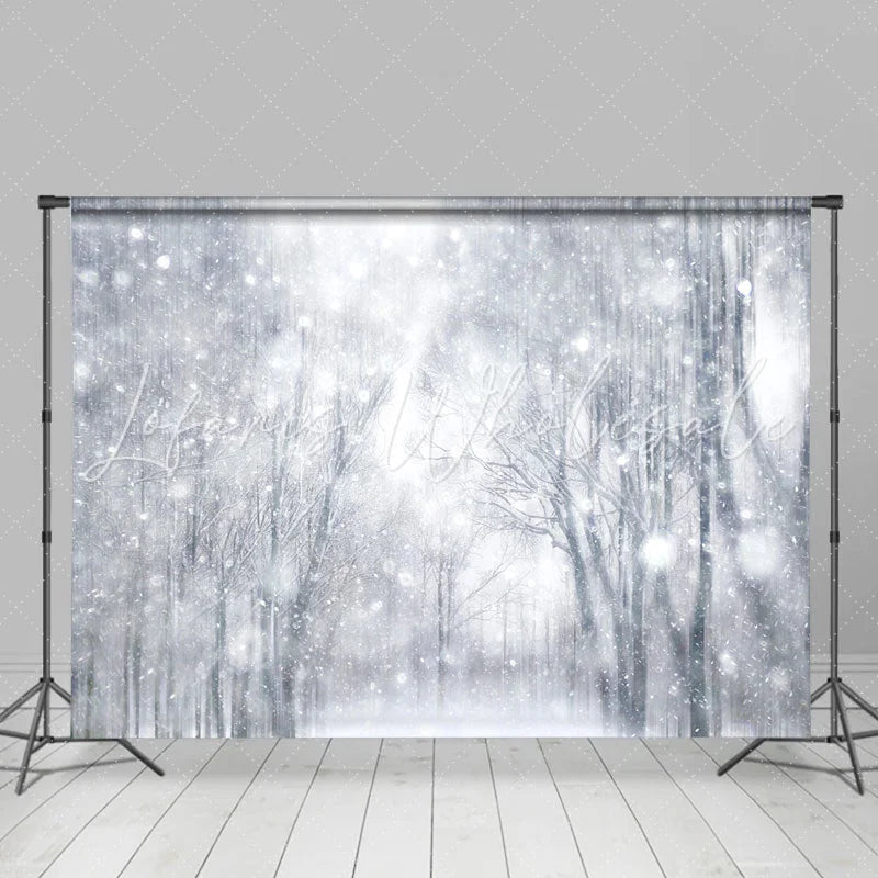 Lofaris Beautiful Black White Snow Forest Winter Backdrop