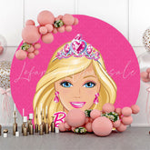 Lofaris Beautiful Doll Pink Birthday Round Backdrop For Girls