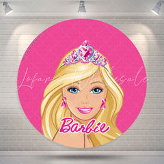 Lofaris Beautiful Doll Pink Birthday Round Backdrop For Girls
