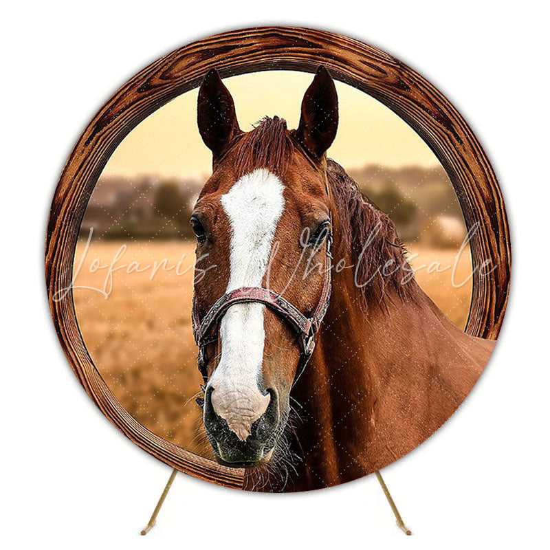 Beautiful Horse Majestic Round Backdrop for Animal Theme Party