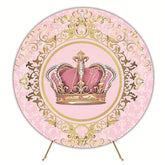 Beautiful Pink Crown Royalty Round Backdrop for Princess Party