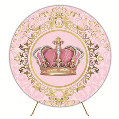 Beautiful Pink Crown Royalty Round Backdrop for Princess Party