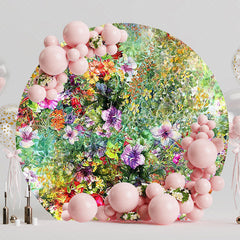 Beautiful Watercolor Flowers Round Backdrop for Soft Elegance